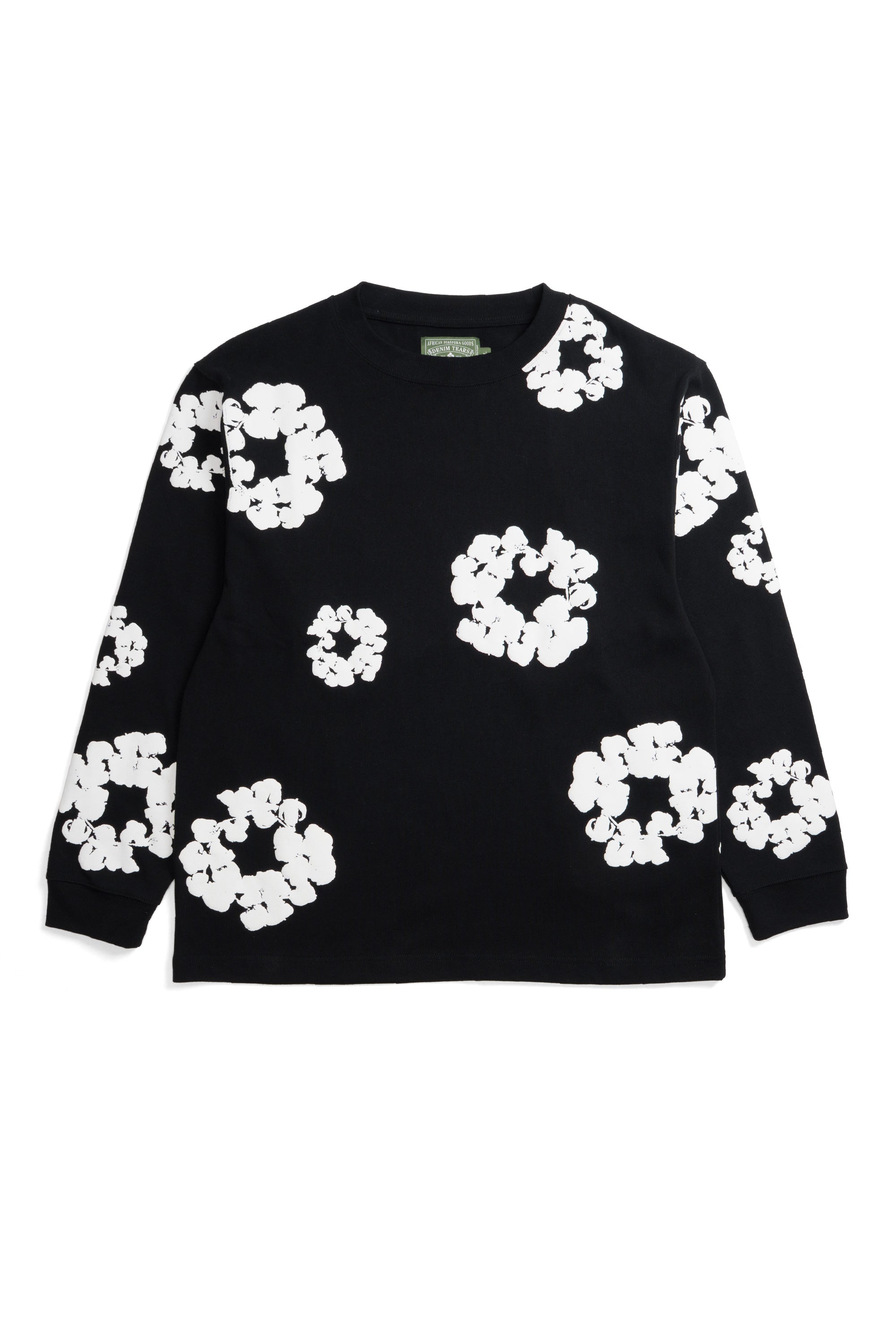 Long Sleeve Cotton Wreath Black