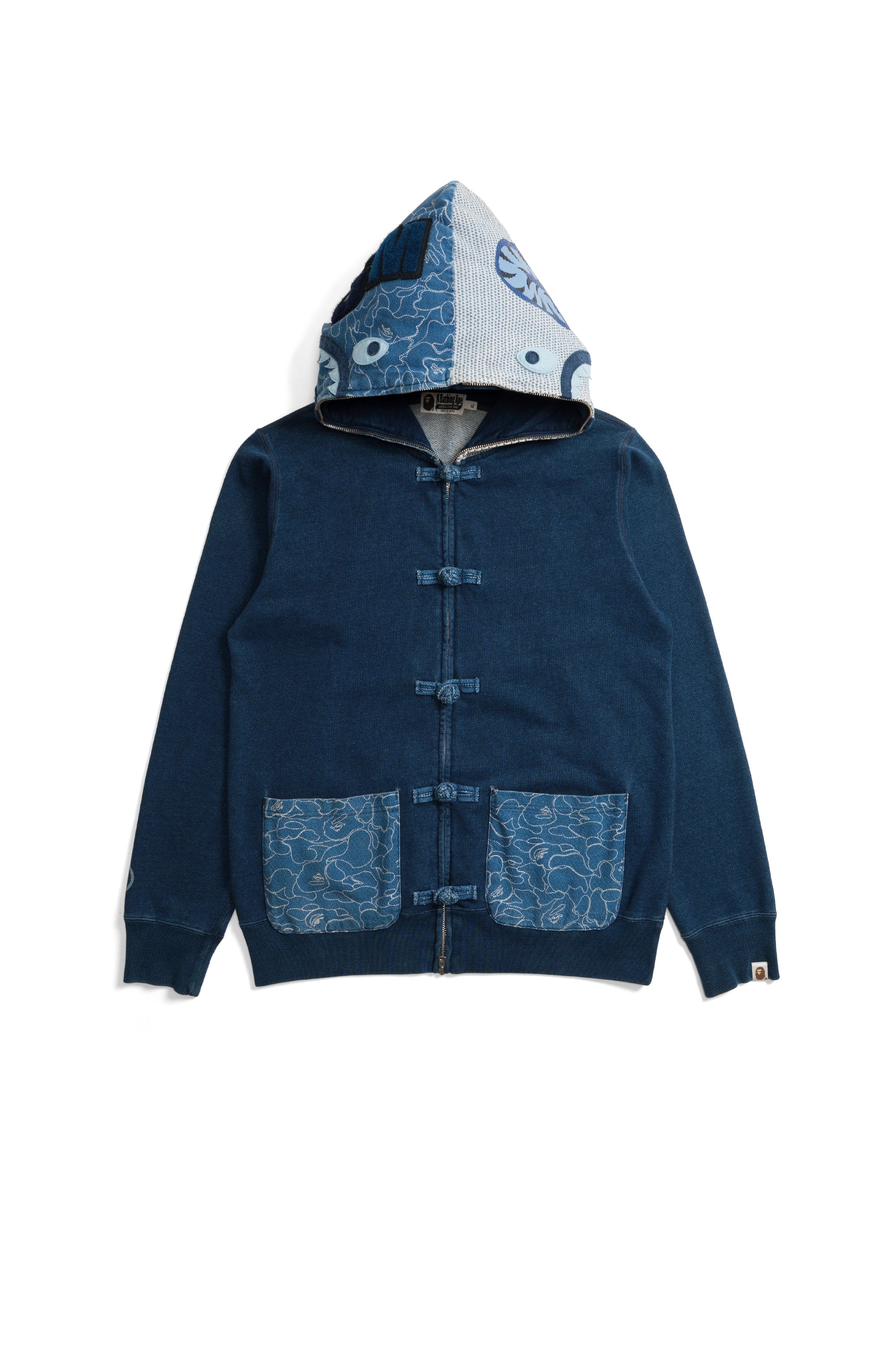 Indigo Shark Button Hoodie