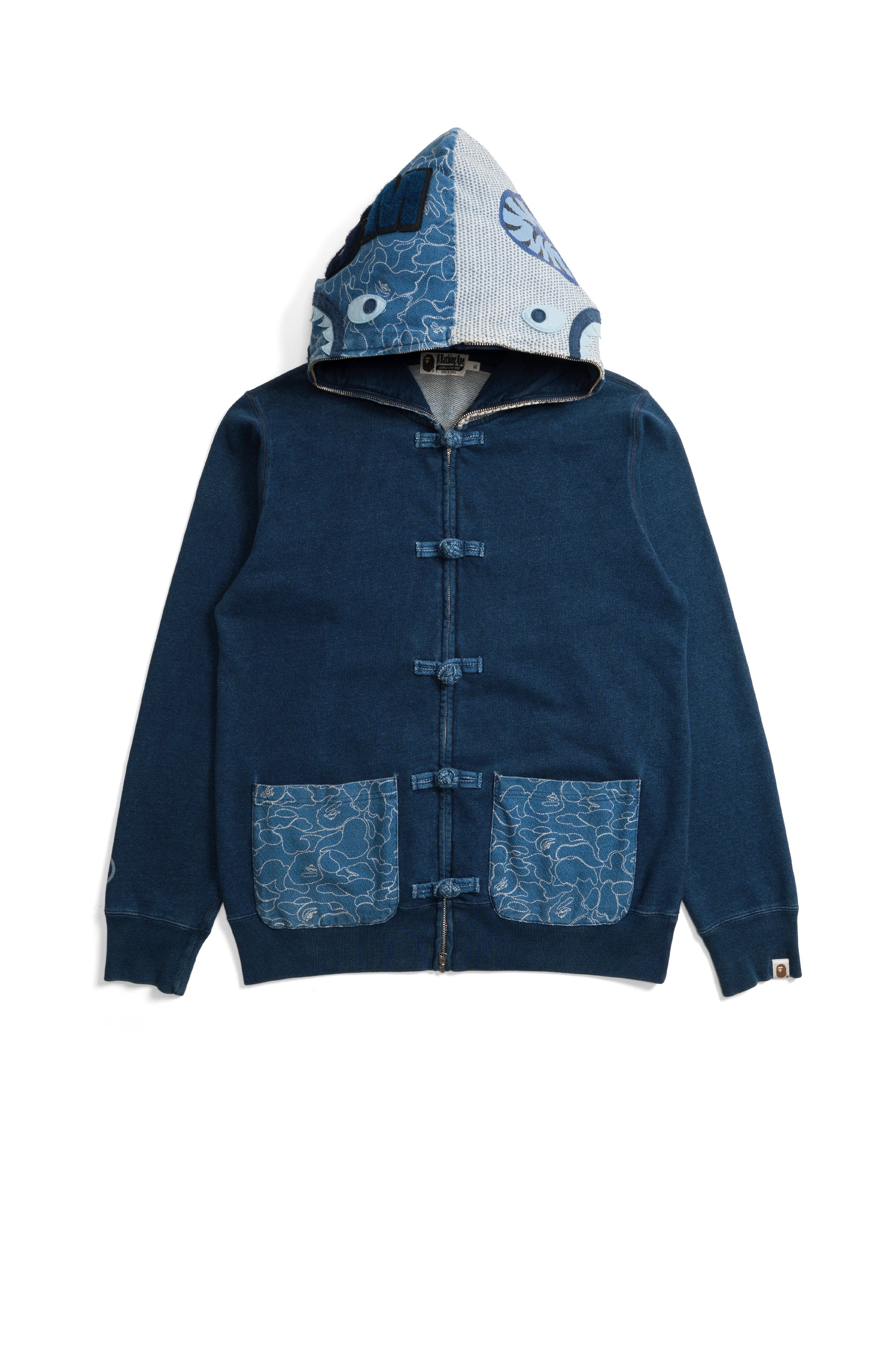 Indigo Shark Button Hoodie