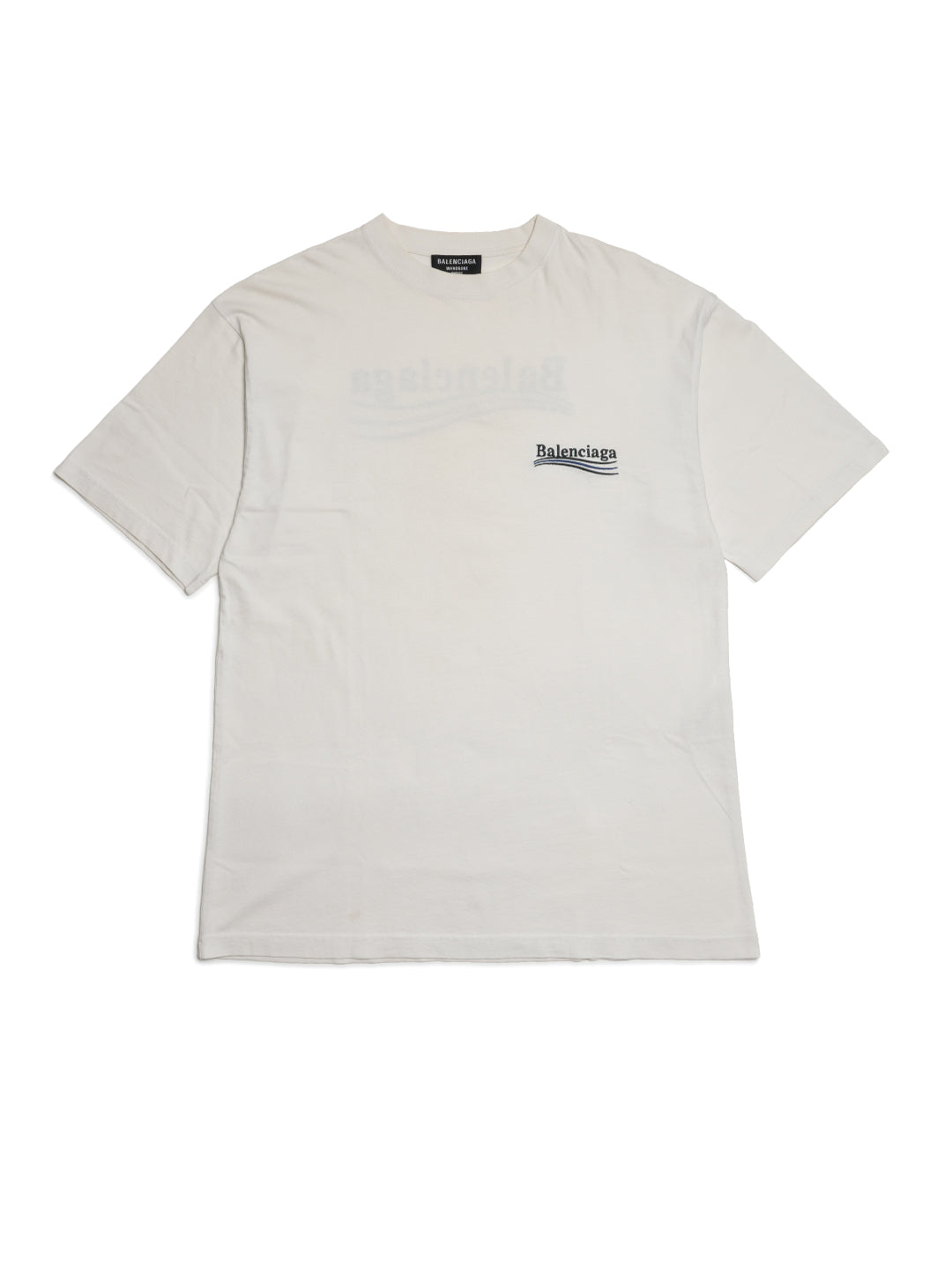 Balenciaga Political Campaign Embroidered T-Shirt Cream