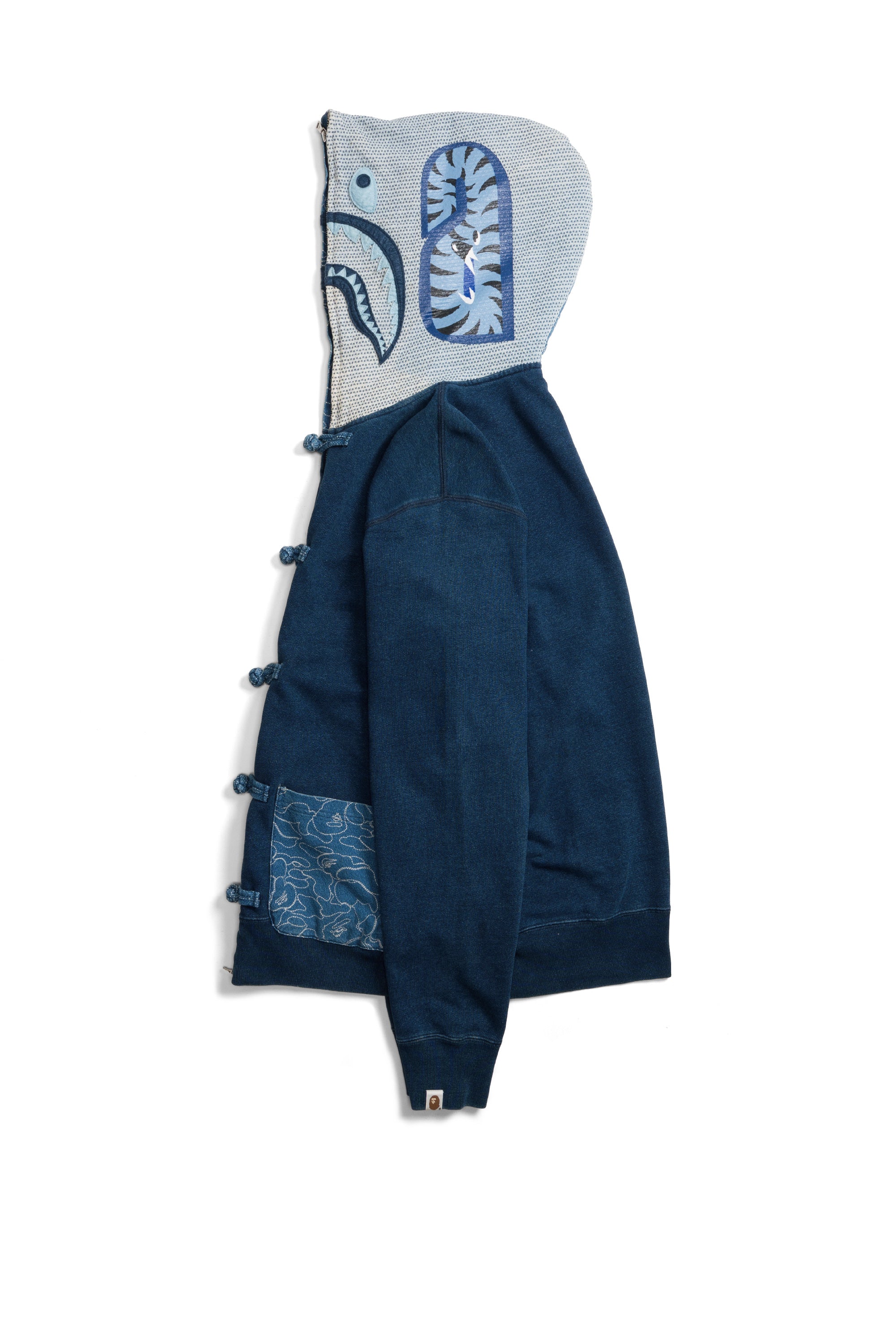 Indigo Shark Button Hoodie
