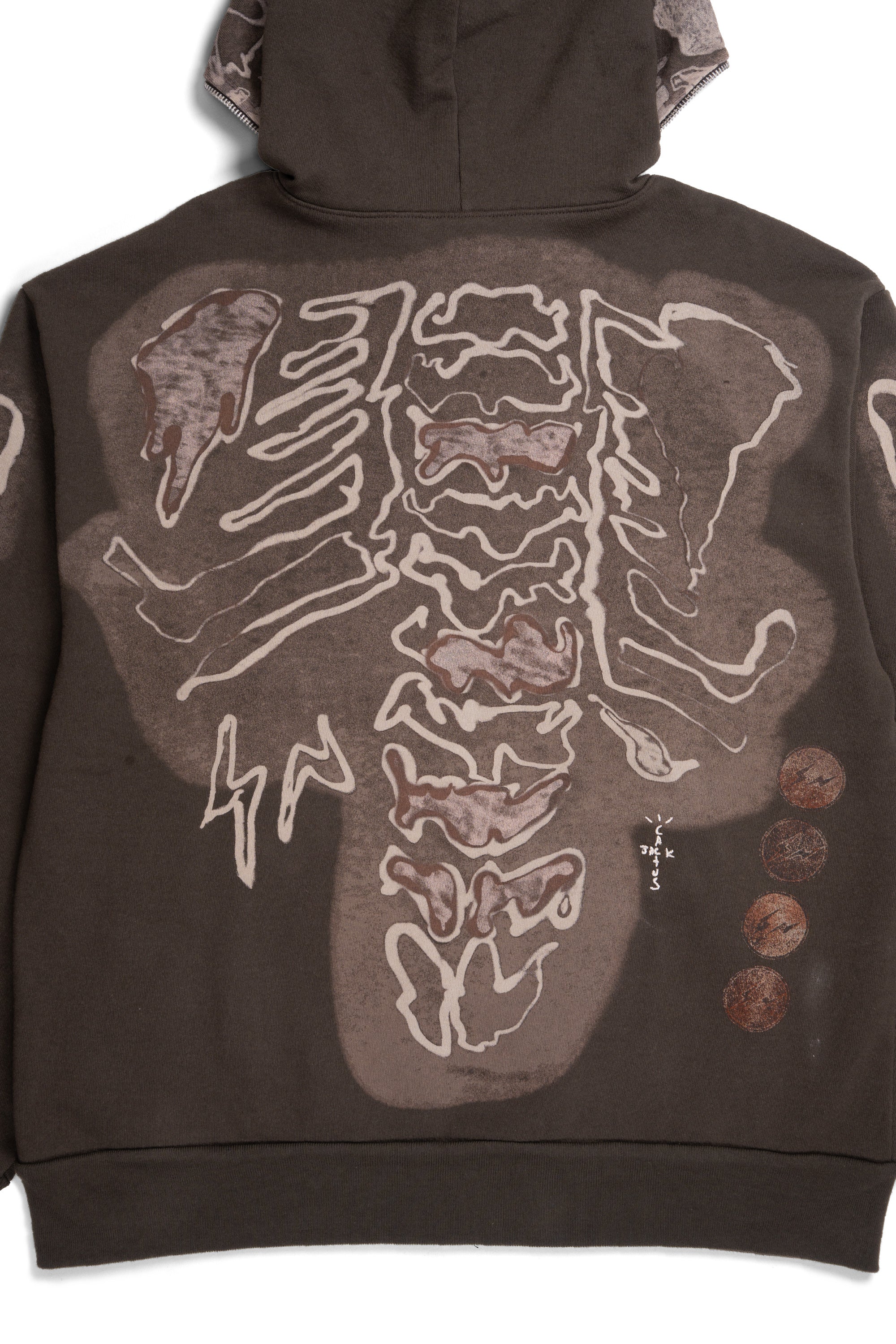 Skeleton Graffiti Full Zip Hoodie Brown