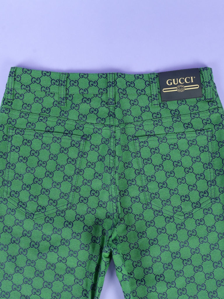 Gucci GG Jacquard Organic Cotton Blend Trousers Green