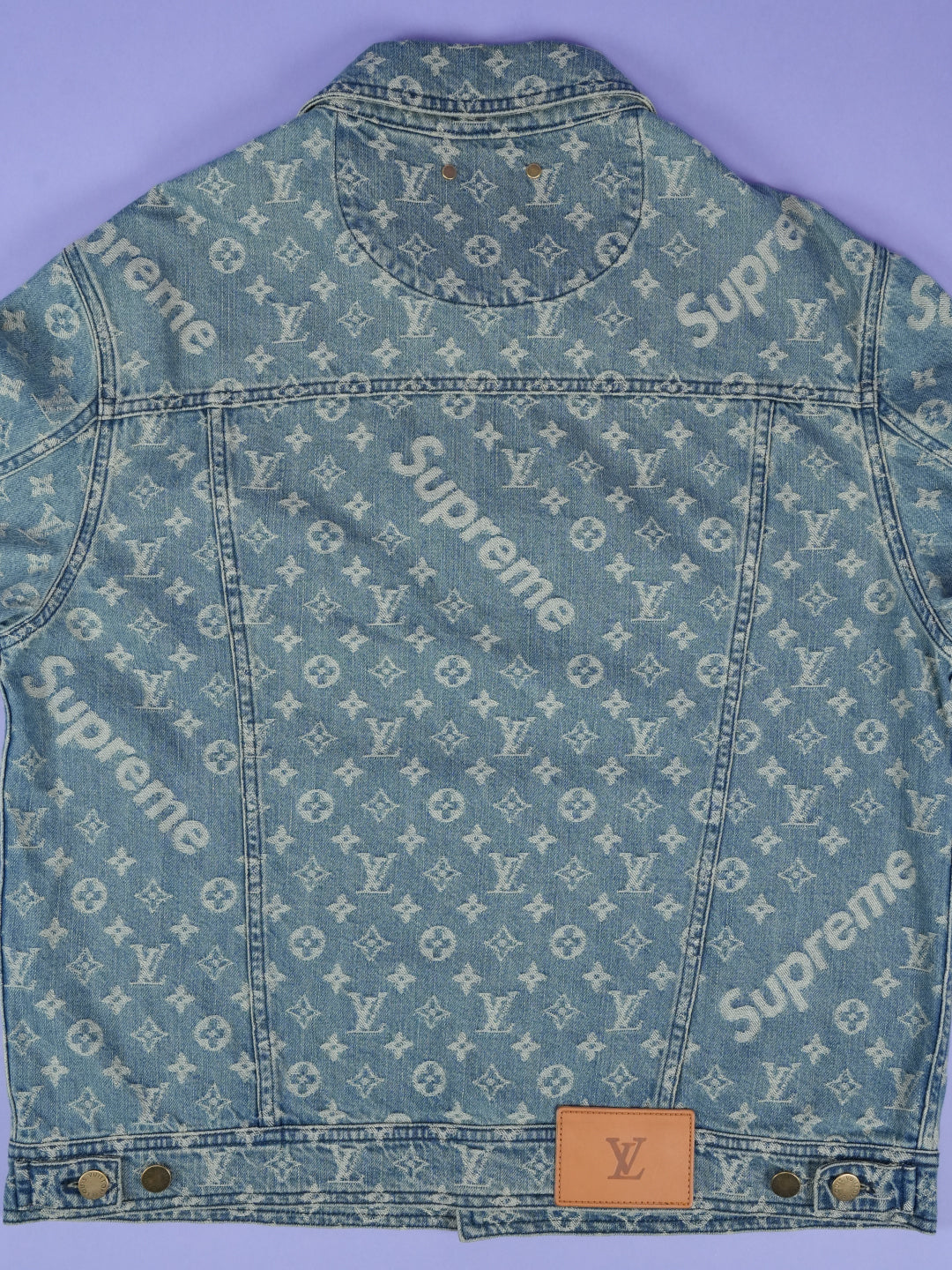 Louis Vuitton / Supreme Jacquard Denim Trucker Jacket Blue