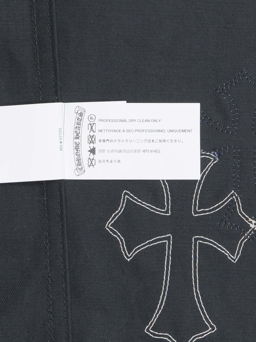 Chrome Hearts Work Dog Blue White Cross Patch Shirt	Black