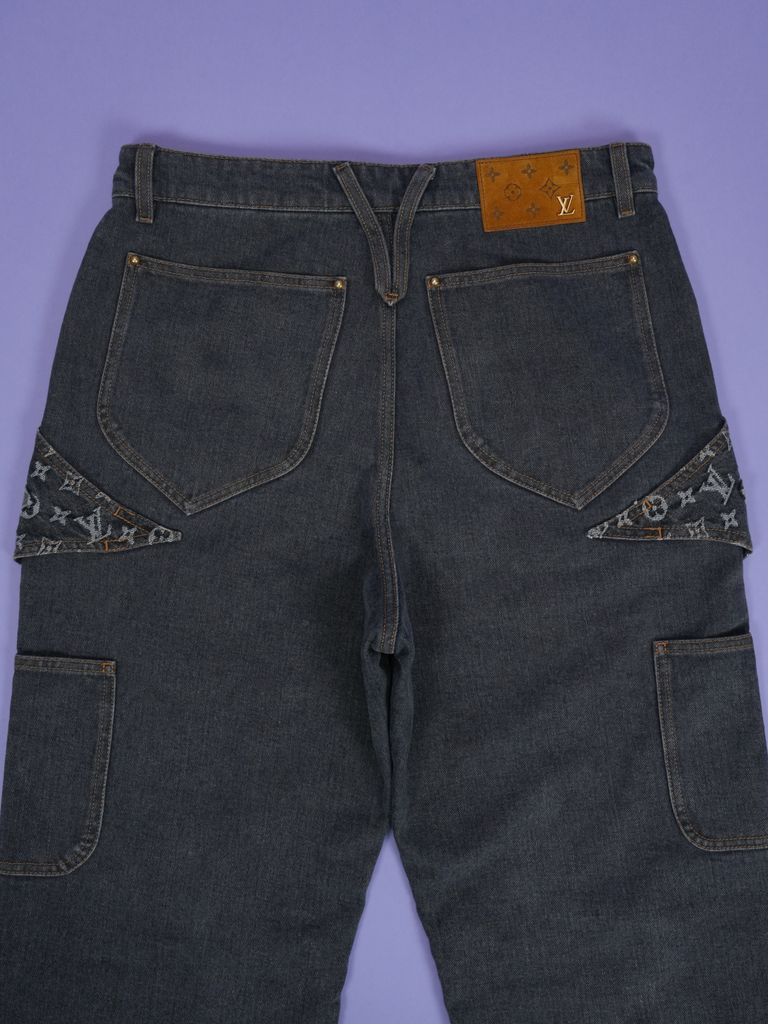 Louis Vuitton Monogram Flower Denim Pants Black