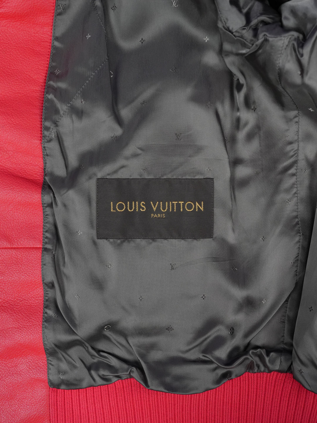 Louis Vuitton	/ Supreme Leather Baseball Jacket Red