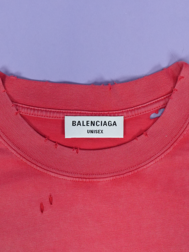 Balenciaga Maison Distresses T-Shirt Red