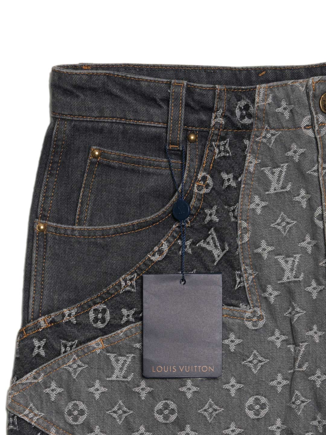 Louis Vuitton Monogram Flower Denim Pants Black