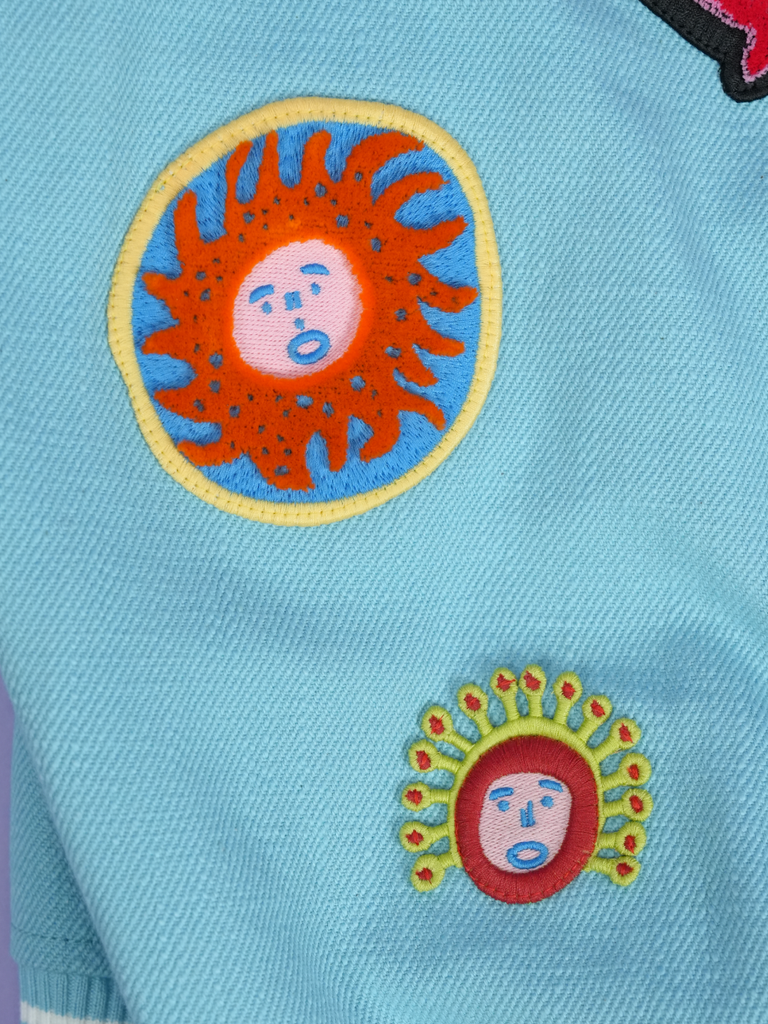 Louis Vuitton / Yayoi Kusama Faces Embroidered Varsity Jacket Blue