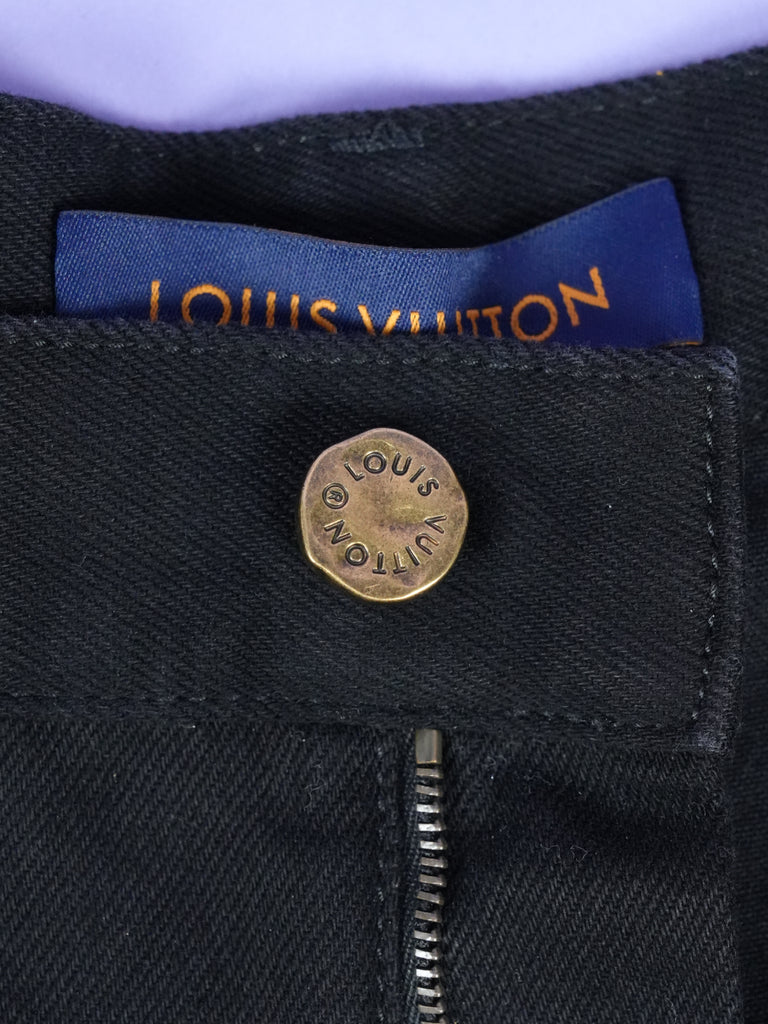 Louis Vuitton Monogram Detail Carpenter Denim Pants Black