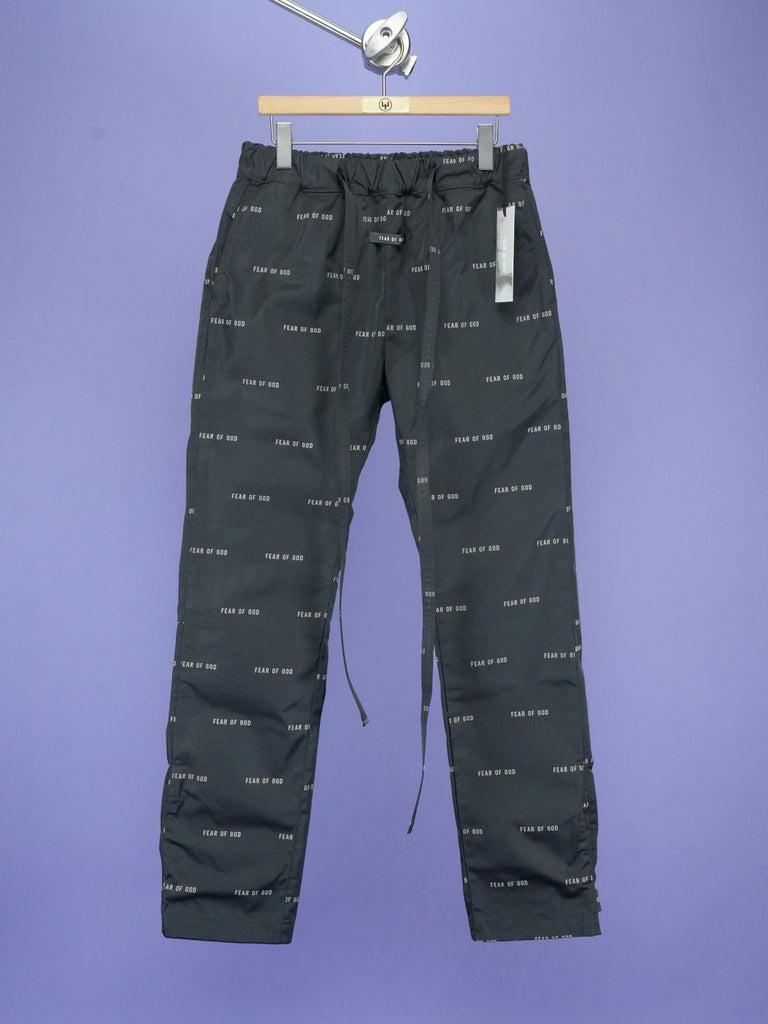 Fear of God All Over Print Baggy Nylon Pants Black