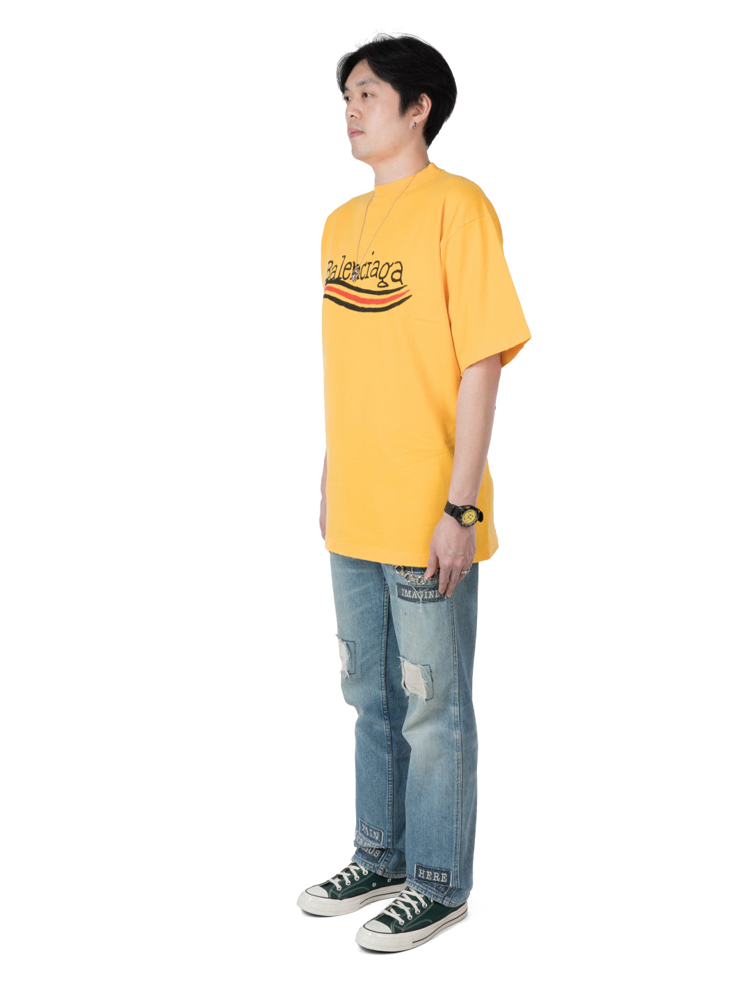 Balenciaga Bleed Logo Sharpie T-Shirt Yellow