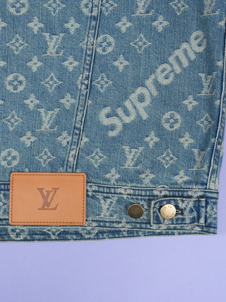 Louis Vuitton / Supreme Jacquard Denim Trucker Jacket Blue