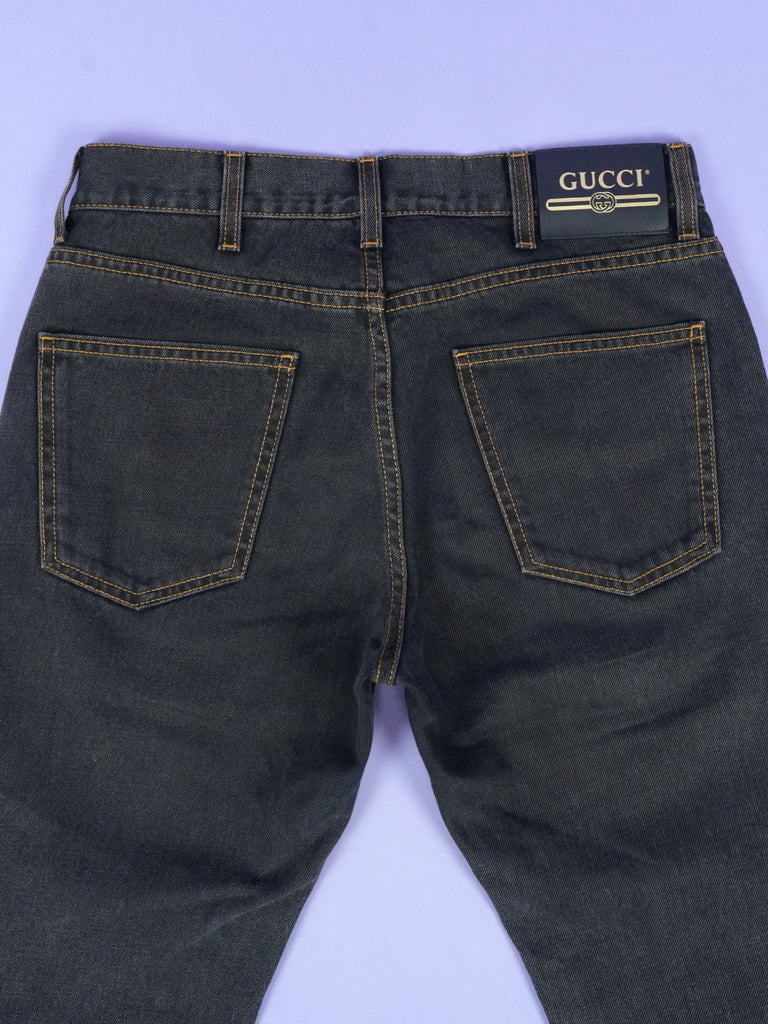 Gucci Embroidered Motif Slim-Fit Jeans Black