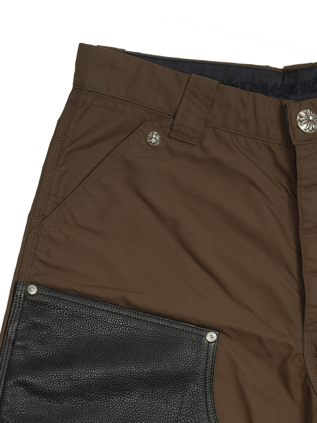 Chrome Hearts Nylon Leather Double Knee Carpenter Shorts Brown