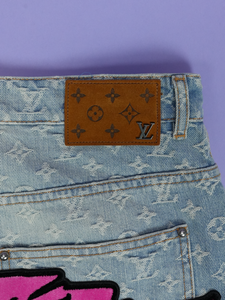 Louis Vuitton Monogram Graffiti Denim Jeans Blue