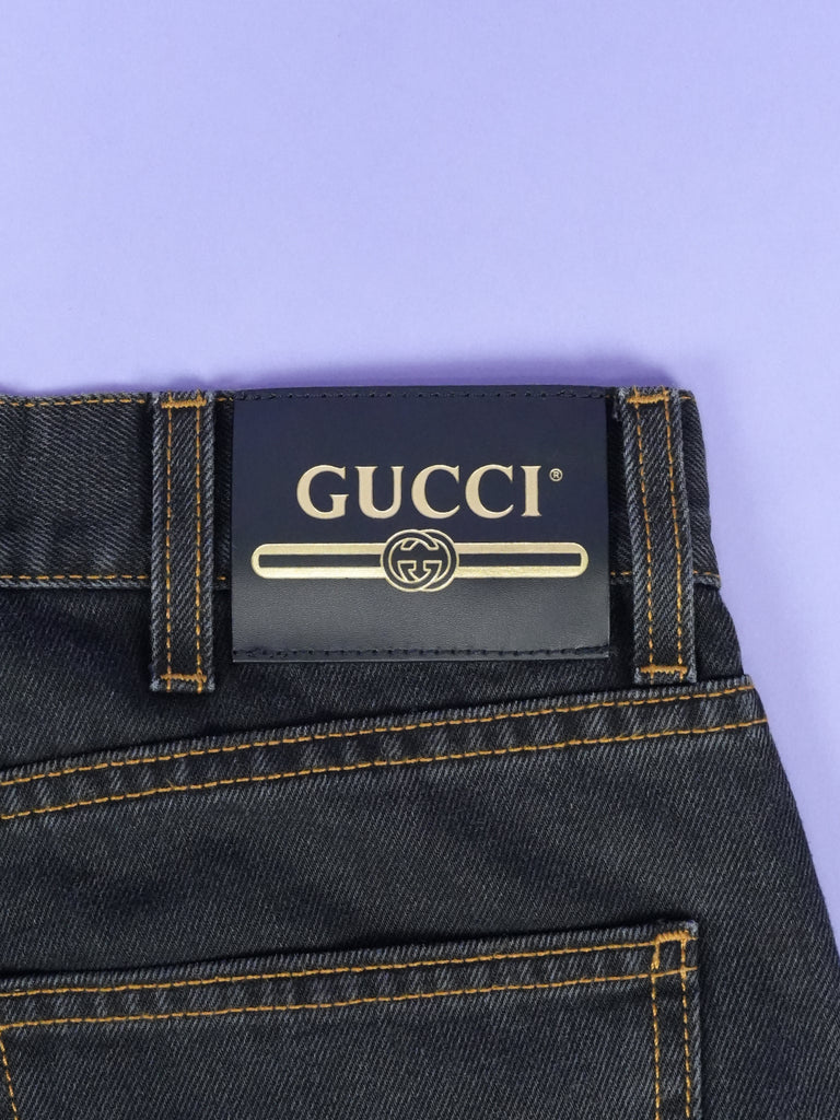 Gucci Embroidered Motif Slim-Fit Jeans Black