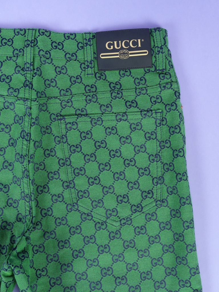 Gucci GG Jacquard Organic Cotton Blend Trousers Green