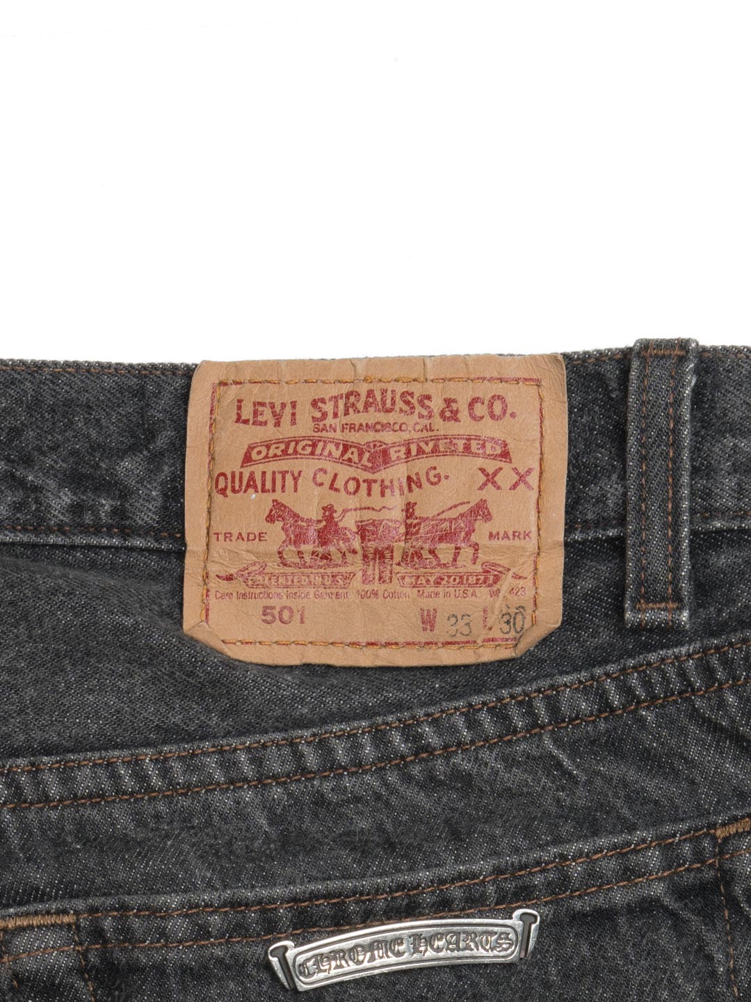 Chrome Hearts Vintage Levi's 501 Stencil Cross Patch Denim Pants Black