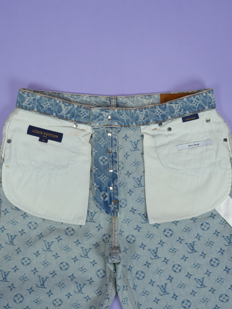 Louis Vuitton Monogram Graffiti Denim Jeans Blue