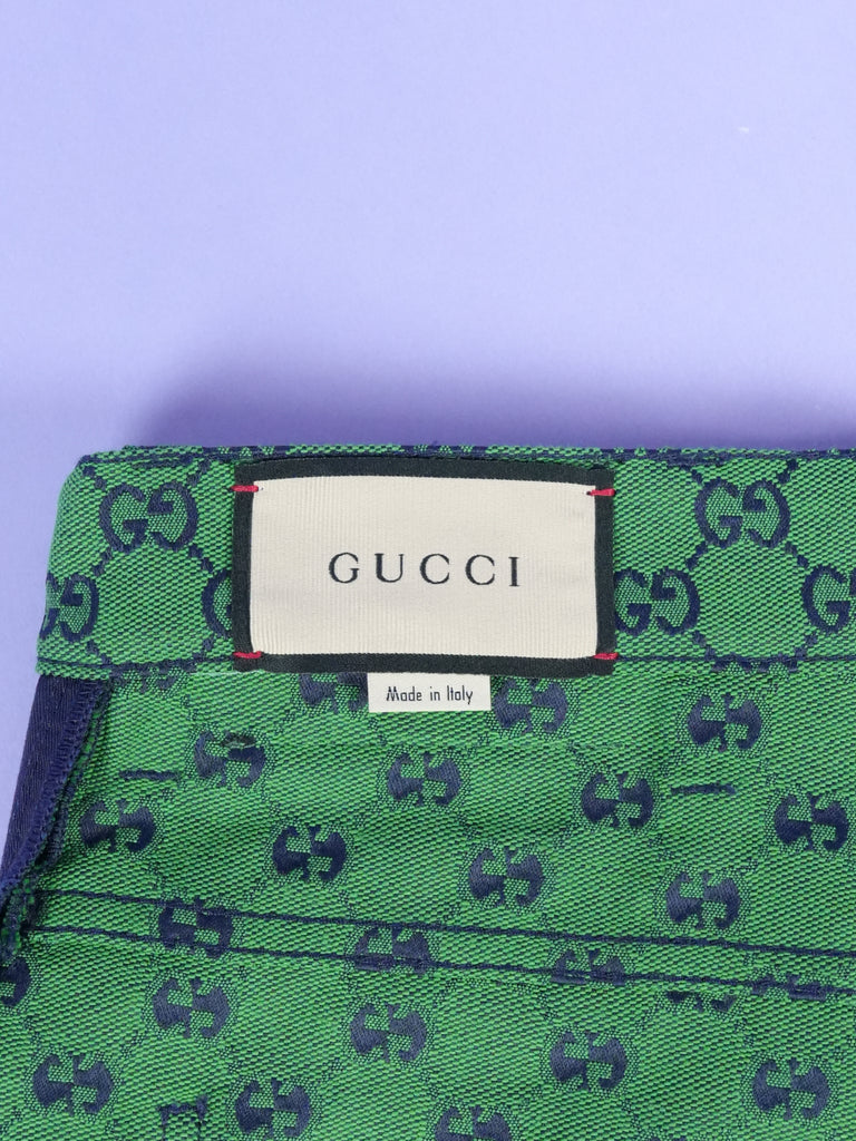 Gucci GG Jacquard Organic Cotton Blend Trousers Green