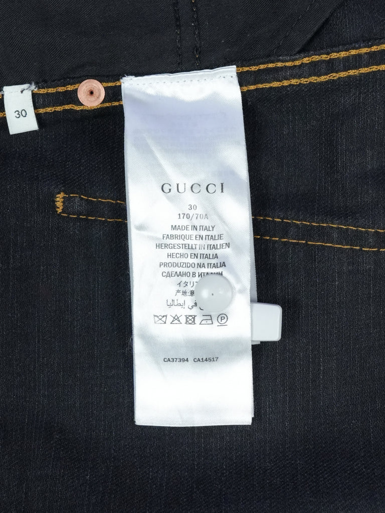 Gucci Embroidered Motif Slim-Fit Jeans Black