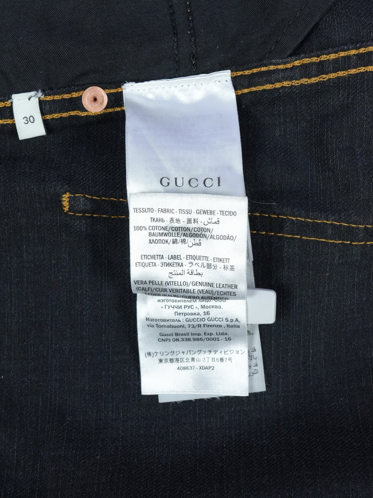 Gucci Embroidered Motif Slim-Fit Jeans Black