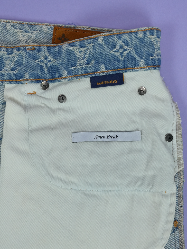 Louis Vuitton Monogram Graffiti Denim Jeans Blue