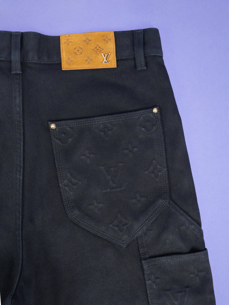 Louis Vuitton Monogram Detail Carpenter Denim Pants Black