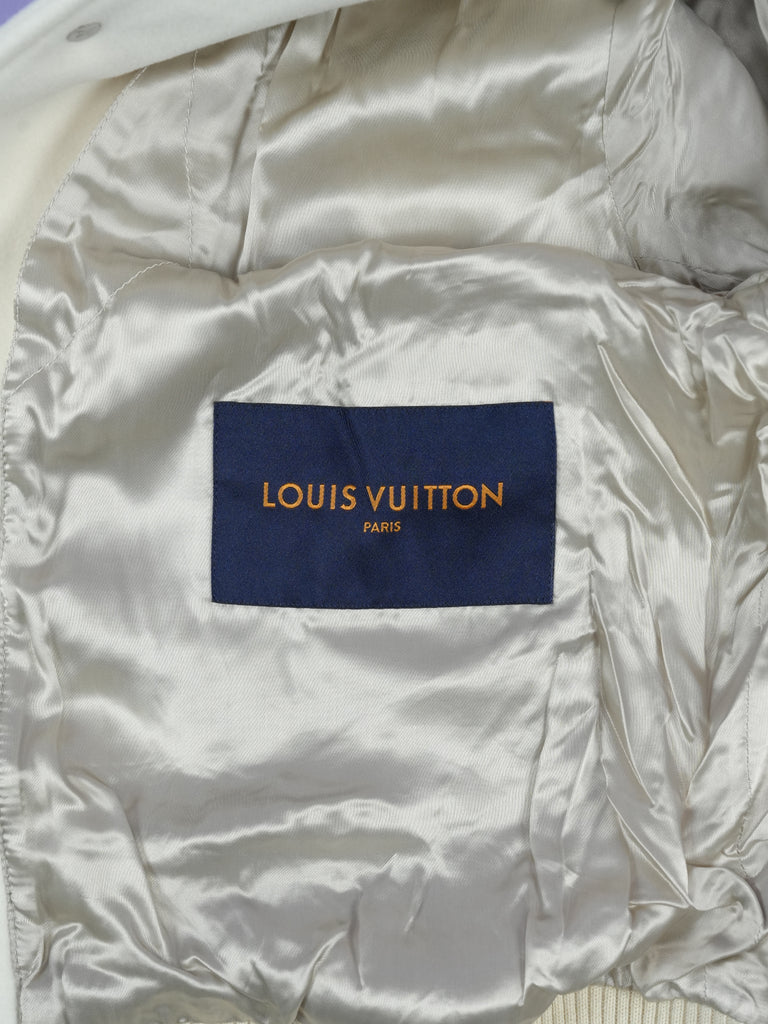 Louis Vuitton Multi Patches Mixed Leather Varsity Blouson Milky White