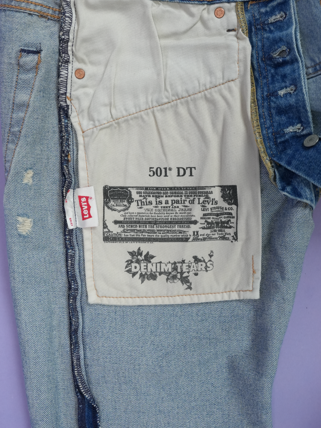 Denim Tears / Virgil Abloh "Message in a Tear" Printed Jeans Blue