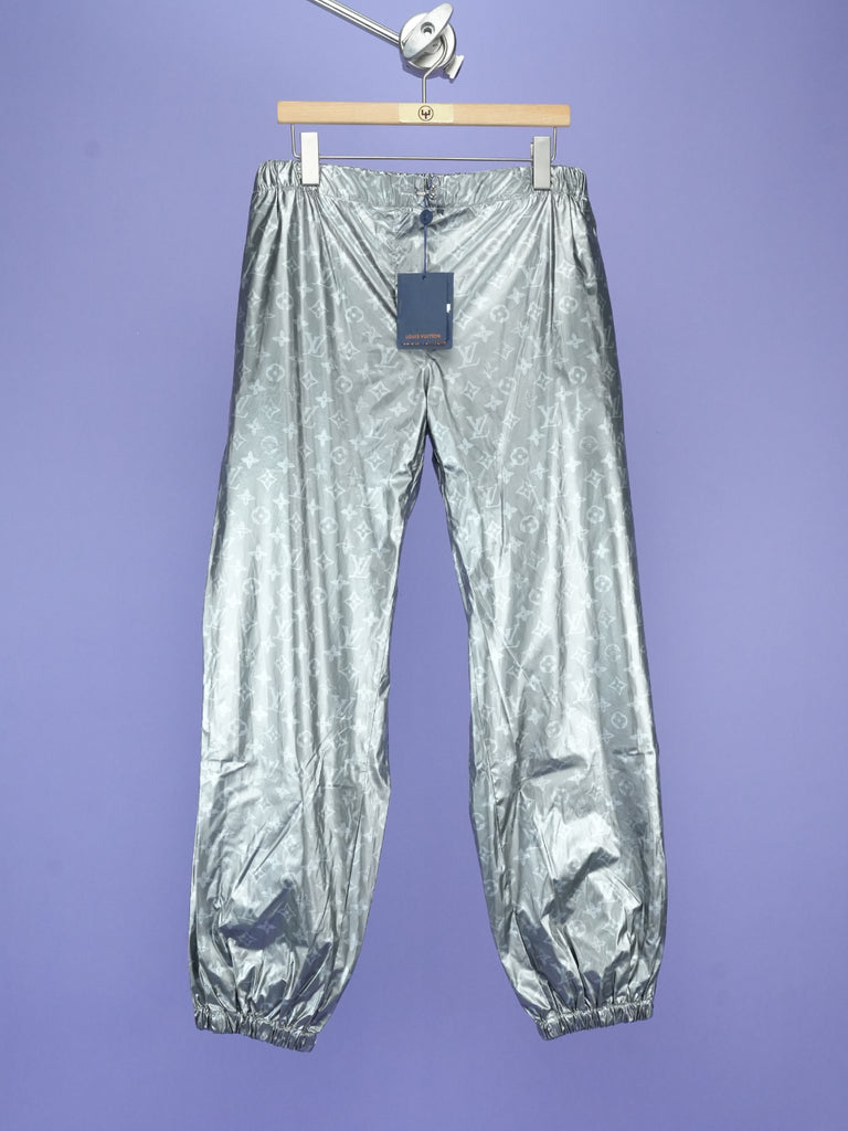 Louis Vuitton Metallic Monogram Lightweight Jogging Pants Silver