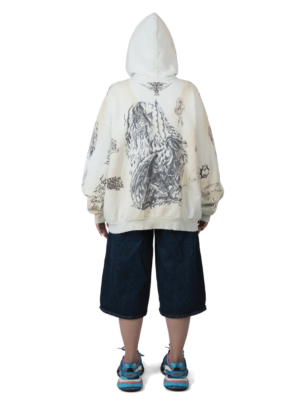 Balenciaga Tattoo Zip-up Hoodie Off-White