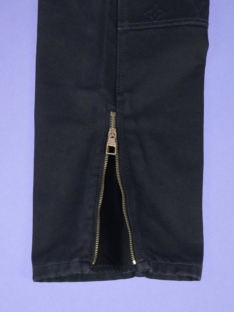 Louis Vuitton Monogram Detail Carpenter Denim Pants Black