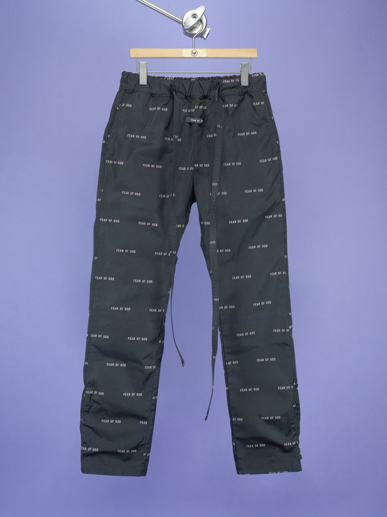 Fear of God All Over Print Baggy Nylon Pants Black