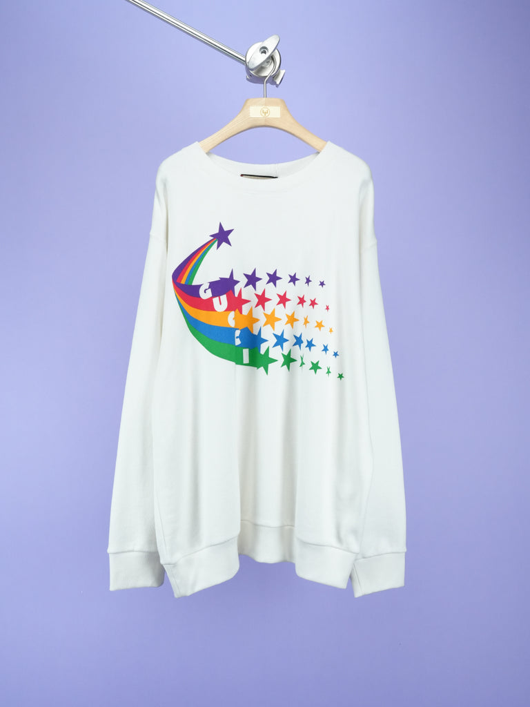 Gucci Shooting Star-Print Sweatshirt White