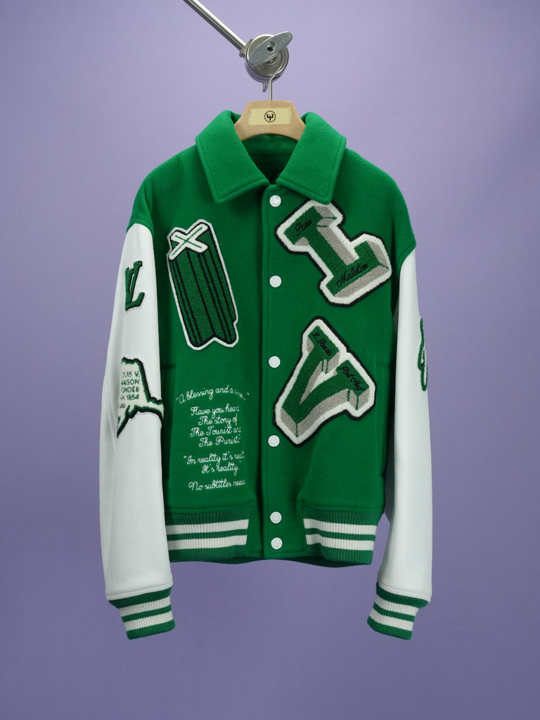 Louis Vuitton Varsity Leather Jacket Green