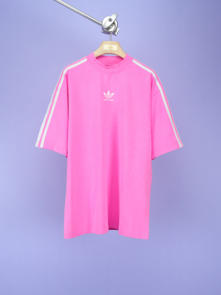 Balenciaga / Adidas Logo Print T-Shirt Neon Pink