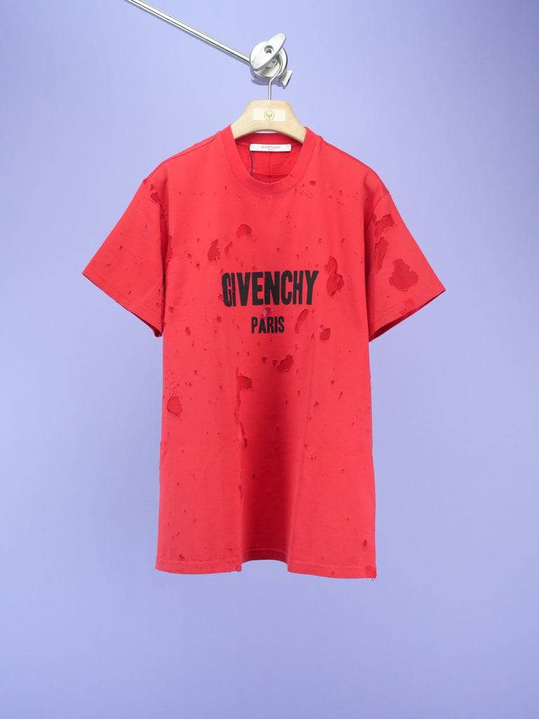 Givenchy Distressed T-Shirt Red