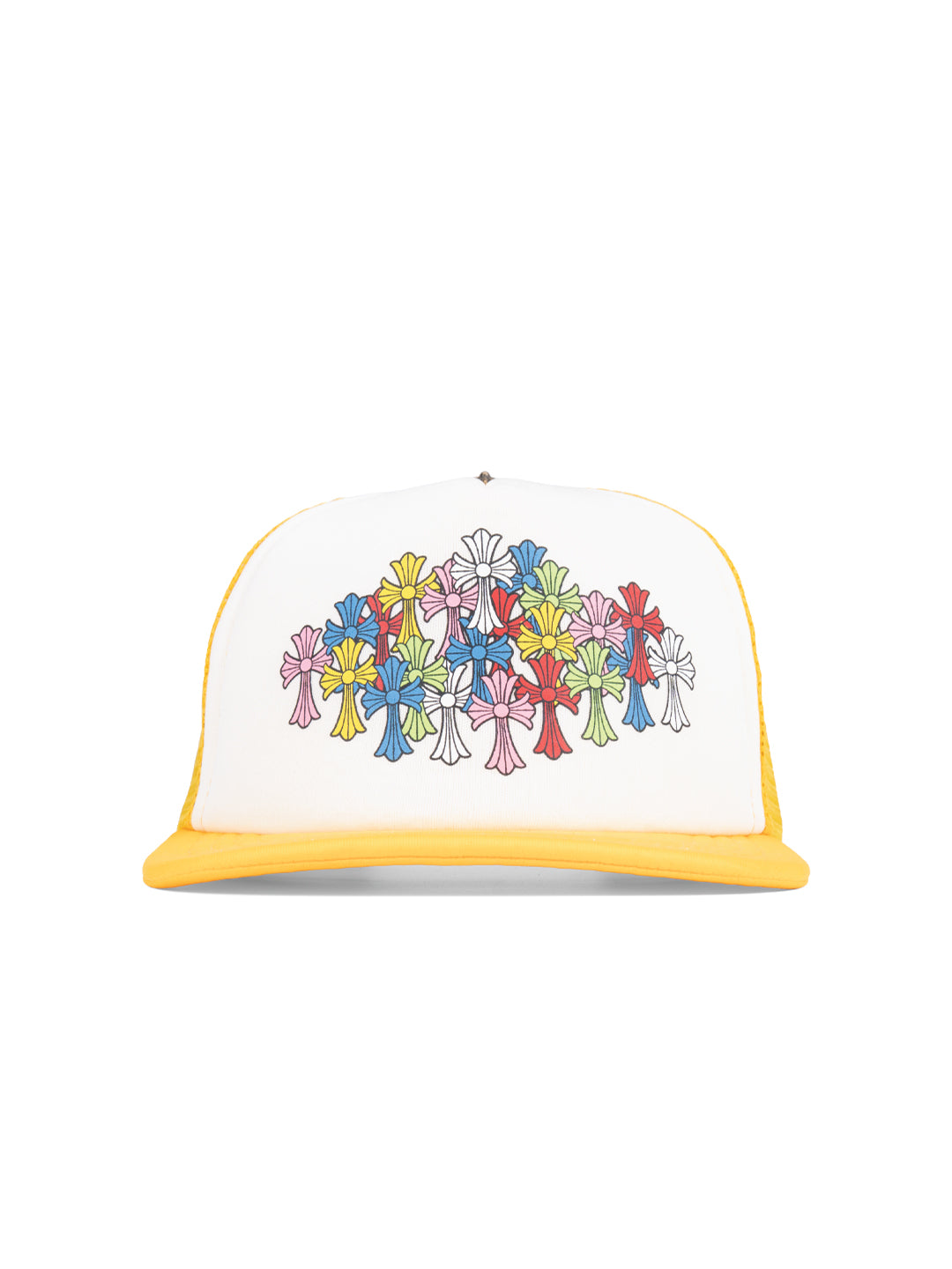Multi Color Cross Trucker Hat Yellow/White