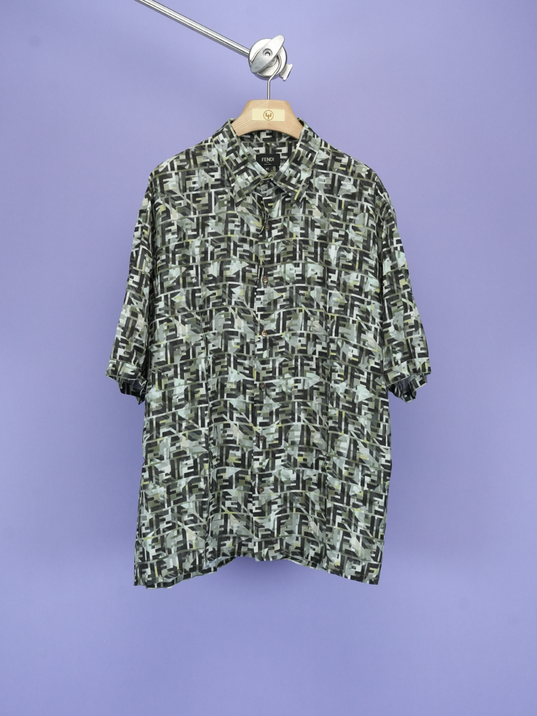 Fendi Camouflage FF Print Shirt Green