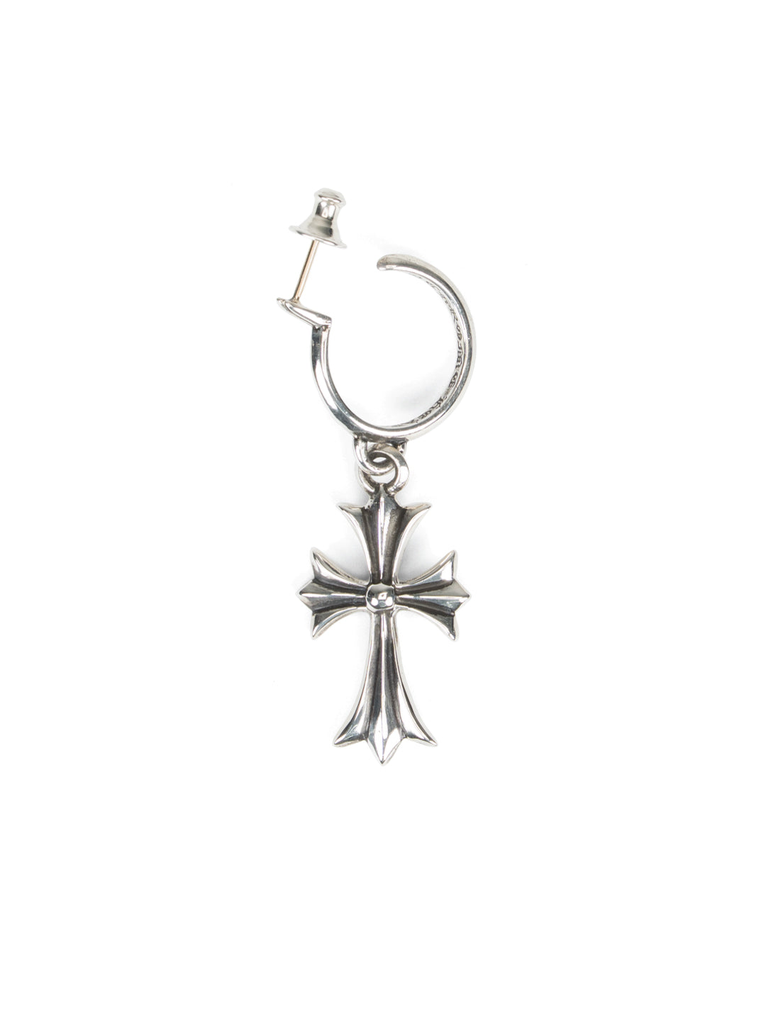 Tiny Cross Hoop Earring Silver