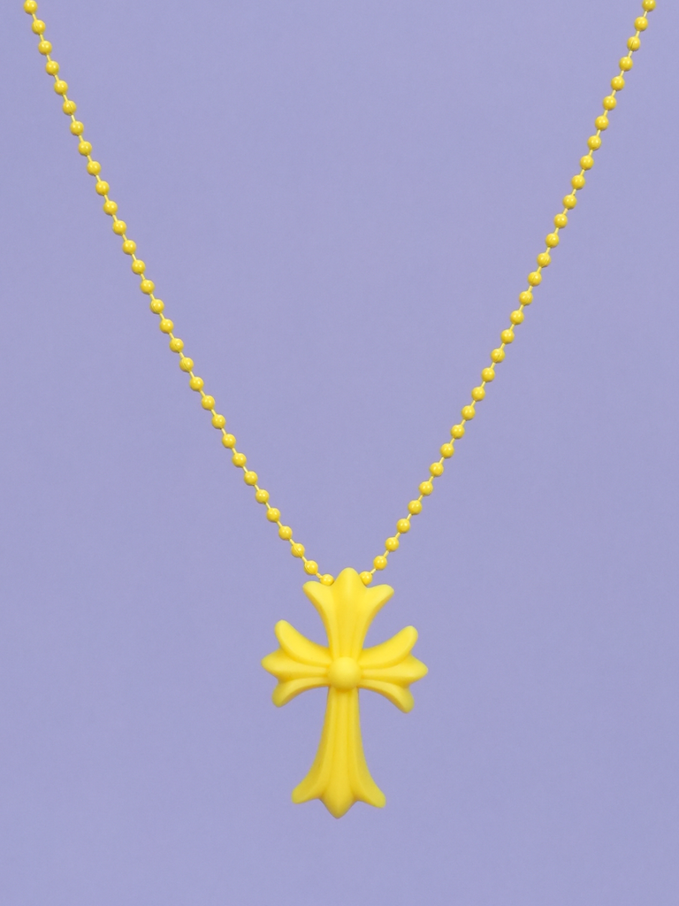 Chrome Hearts Cross Necklace In Silicone Yellow