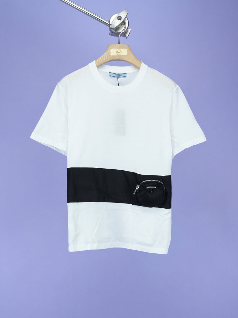 Prada Panelled Pouch T-Shirt White