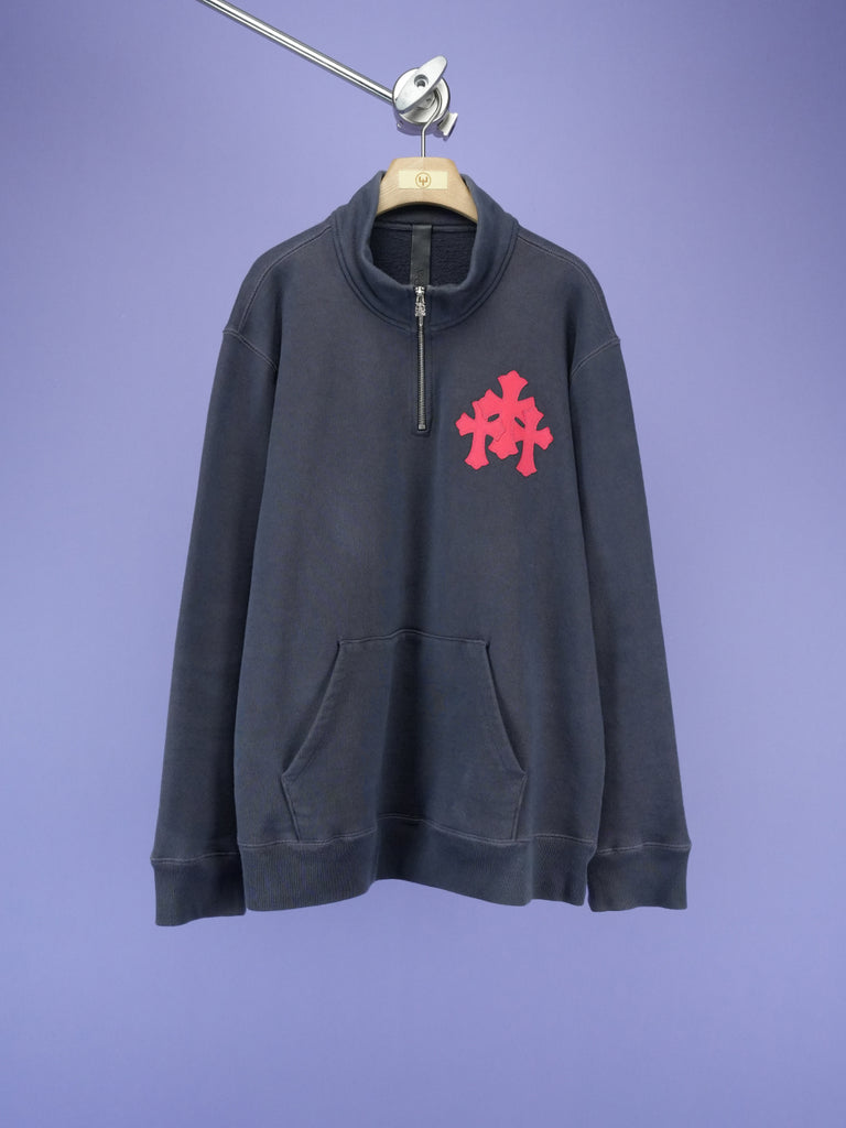 Chrome Hearts Triple Cross Quarter Zip Navy/Red