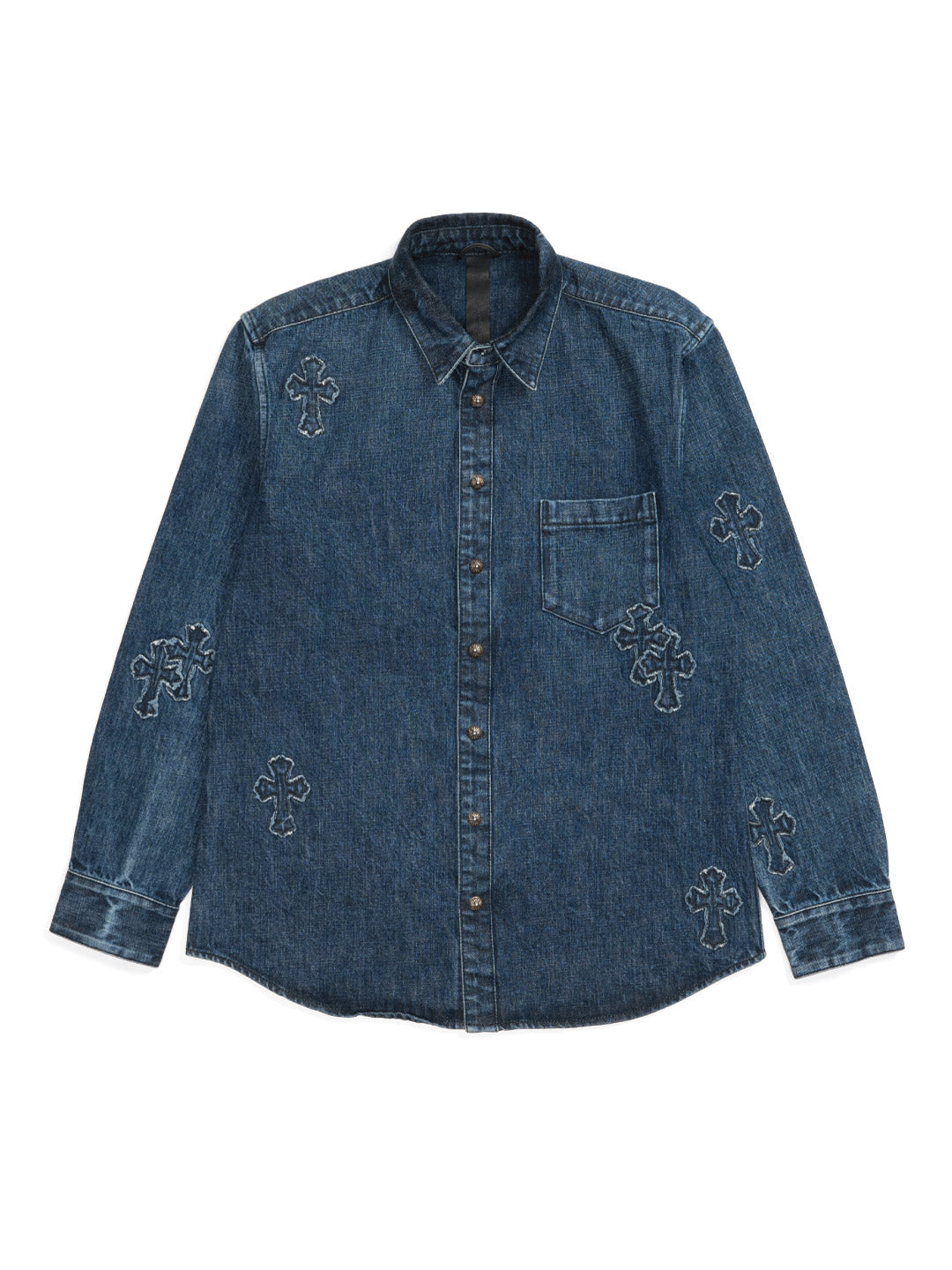 Chrome Hearts Denim Cross Patch Denim Shirt Blue