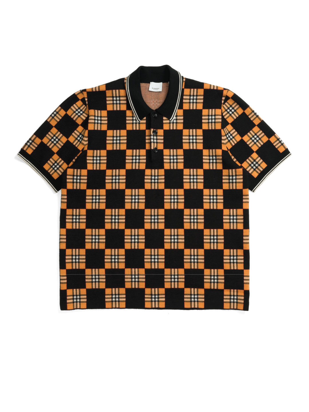 Burberry	Contrasting Colors Plaid Jacquard Polo Shirt Black/Orange