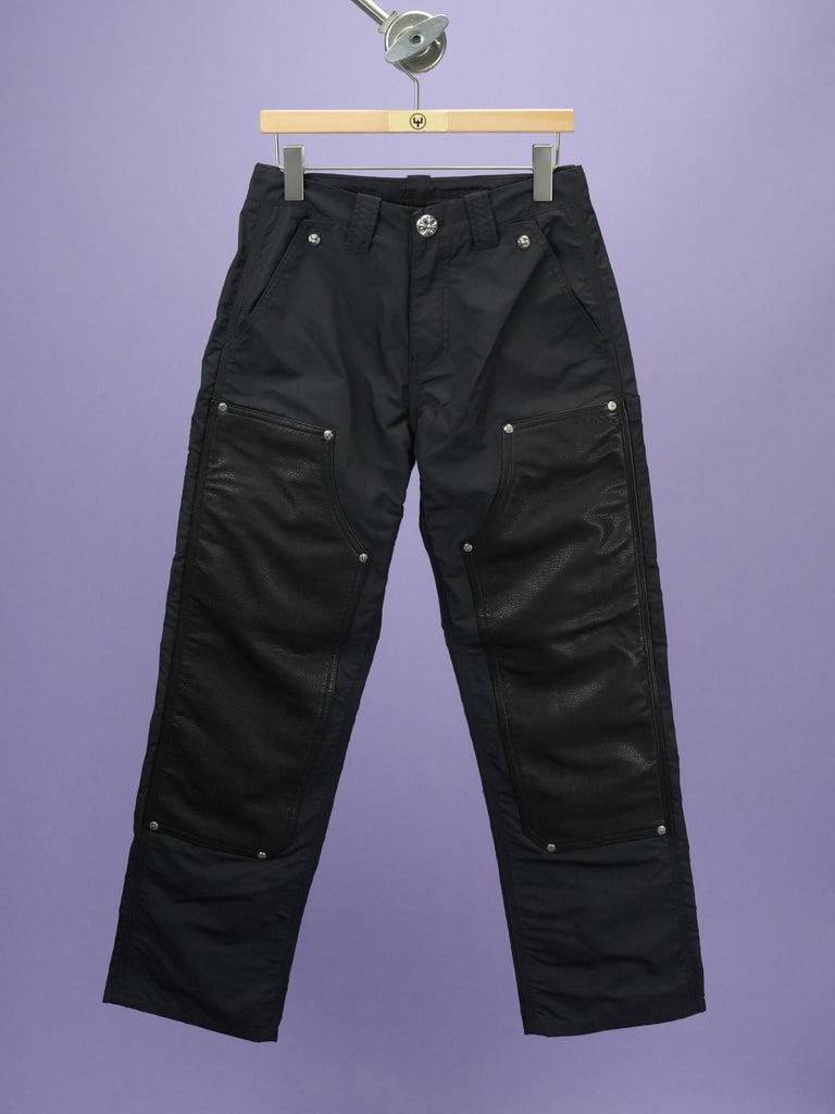 Chrome Hearts Leather Double Knee Nylon Carpenter Pants Black