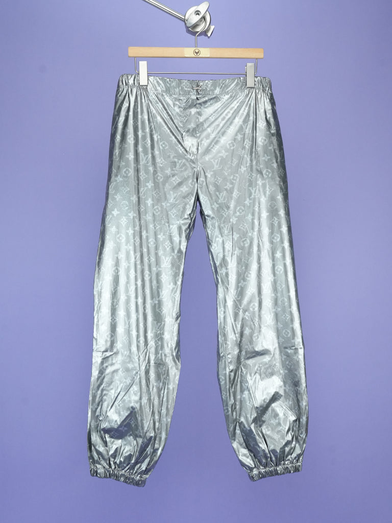 Louis Vuitton Metallic Monogram Lightweight Jogging Pants Silver